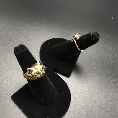 Lot 54 - Two Gold Cat Rings
