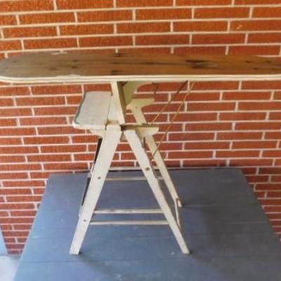 Vintage Pine Wood Step Stool Ironing Board 
