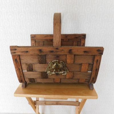 Oak Weave Firewood Cradle with Bronze Eagle Adornment 17