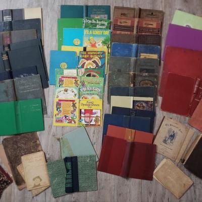 Lot of 40+ Vintage Book Boards Covers & 1865 Book for Arts and Crafts Hobbies