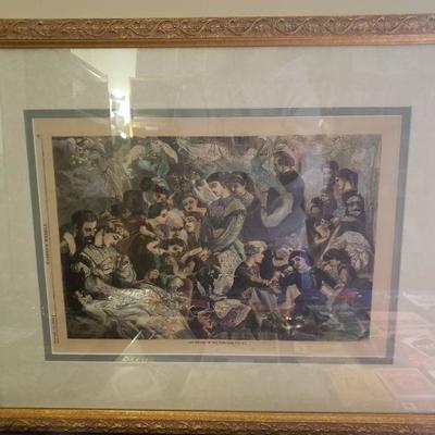 Beautifully Framed "Day-Dreams of the Past" Art from Harper's Weekly 1868