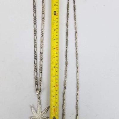 2 Large Chain Necklaces, 1 with pendant