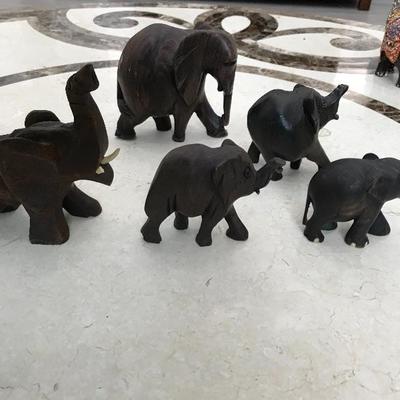 Hand carved African elephants 