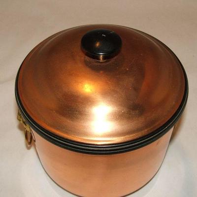 Vintage Coppercraft Guild Copper Ice Bucket With Brass Handles & Ice Tongs  