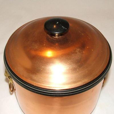 Vintage Coppercraft Guild Copper Ice Bucket With Brass Handles & Ice Tongs  