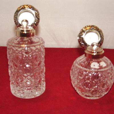 Shannon Lead Crystal Perfume Bottle, Godinger Silver Plated Lid 