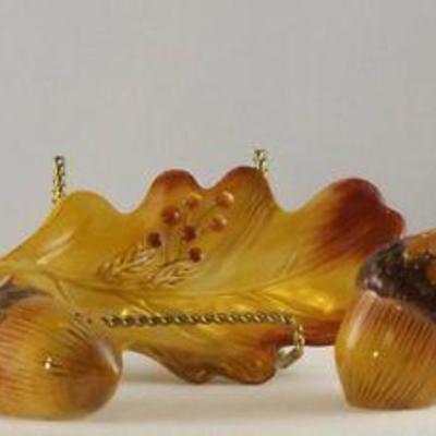 Fitz & Floyd Acorn Salt & Pepper Shakers & Tray