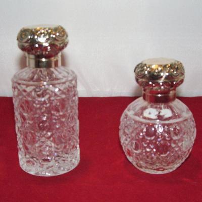 Shannon Lead Crystal Perfume Bottle, Godinger Silver Plated Lid 