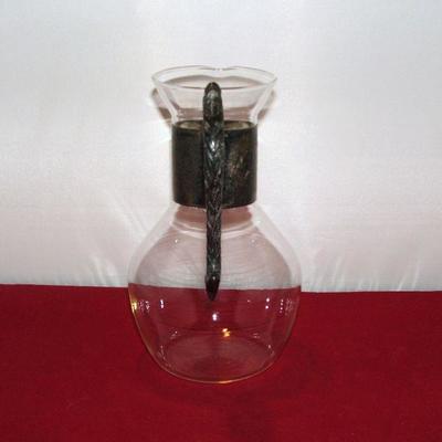 Vintage Corning Water/Wine Decanter With Silver Plate 