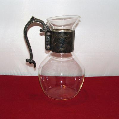 Vintage Corning Water/Wine Decanter With Silver Plate 