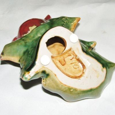 Dennis East Christmas Cardinal Accent Dish Beautiful Red, Green & White Colors
