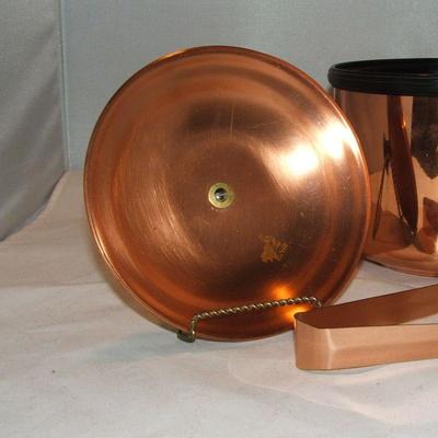 Vintage Coppercraft Guild Copper Ice Bucket With Brass Handles & Ice Tongs  