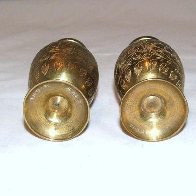  Lot of Brass Etched Vases Vintage Rocking Horse & Duck Tray