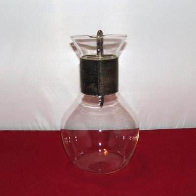 Vintage Corning Water/Wine Decanter With Silver Plate 