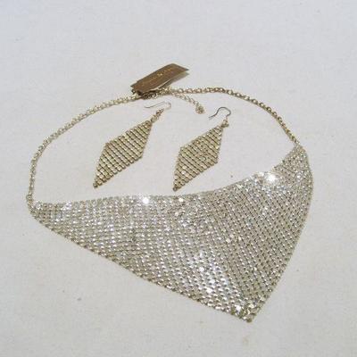 Anna & Ava Silver Mesh/Chain Mail Style Necklace & Matching Dangle Earrings