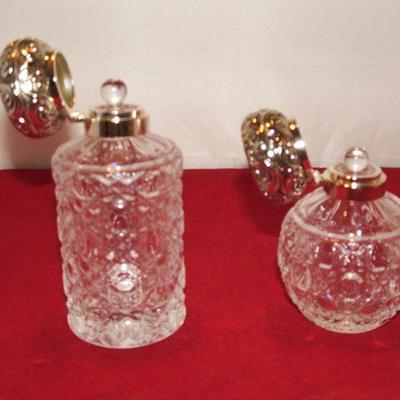 Shannon Lead Crystal Perfume Bottle, Godinger Silver Plated Lid 