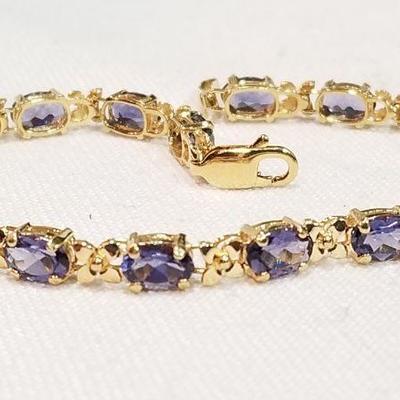 14k gold w/ 14 carat Tanzanite bracelet. Inv# 1