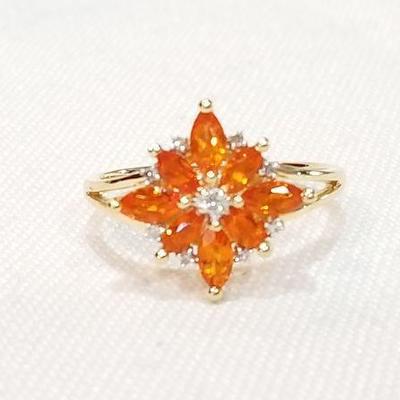 14k Fire Opal Diamond ring. Inv# 11