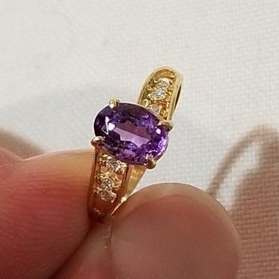 14k Amethyst and diamond ring. Inv# 3