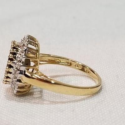 14k Large smokey Quartz Diamond ring inv# 7