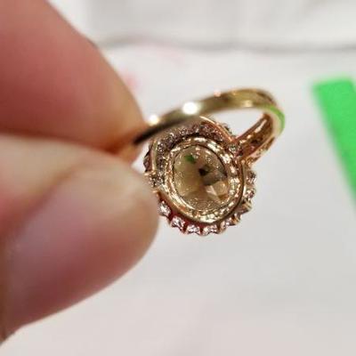14k Large smokey Quartz Diamond ring inv# 7