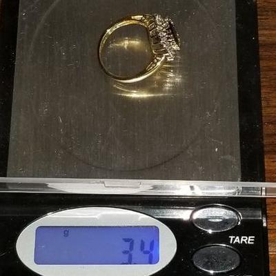 14k Large smokey Quartz Diamond ring inv# 7