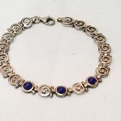 Sterling and lapis bracelet.