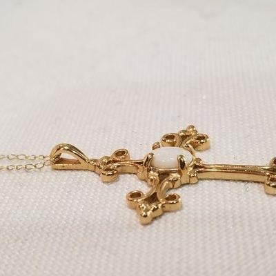 14k  opal cross pendant