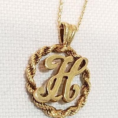 14k Initial pendant