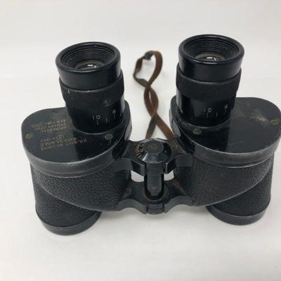 084:  U.S. Naval Mark 33 Vintage Binoculars With Leather Case