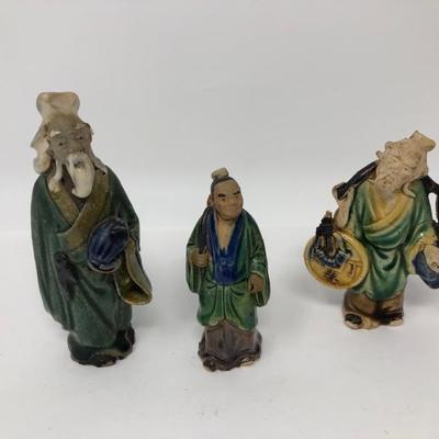 155:  Three Vintage Chinese Mud Men