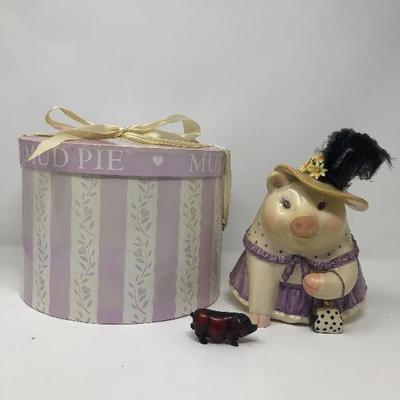 179: Old Ceramic Piggy Bank and Small Glass Piggy