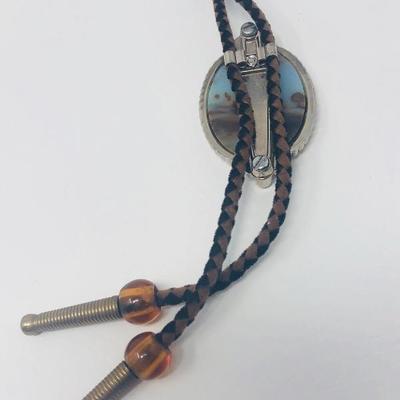 173:  Three Bolo Ties With Stone Inlay and Gold Toned Belt Buckle