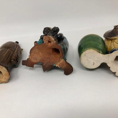 160:  Three Vintage Chinese Mud Men