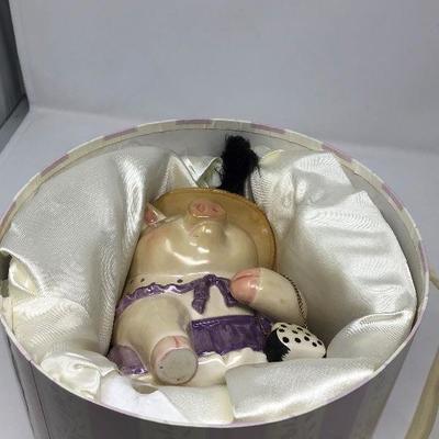 179: Old Ceramic Piggy Bank and Small Glass Piggy