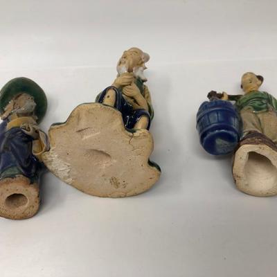 163:  Three Vintage Chinese Mud Men