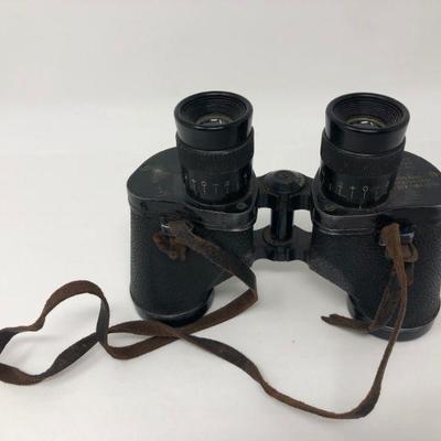 084:  U.S. Naval Mark 33 Vintage Binoculars With Leather Case