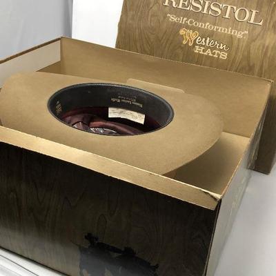 193: Resistol Western Leather Works Hand Creased Hat and Small Leather Belt