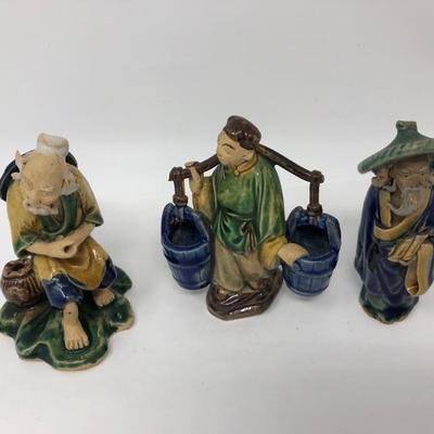 163:  Three Vintage Chinese Mud Men