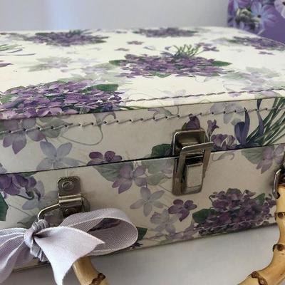 024: Violette Flor Plates, matching latched box, and teacup 