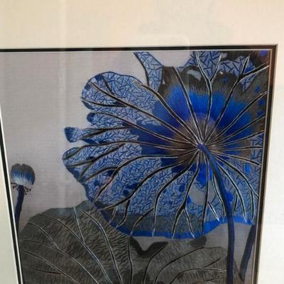 062:  Four Framed Needle Point Framed/Matted Flowers