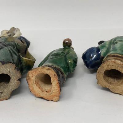155:  Three Vintage Chinese Mud Men