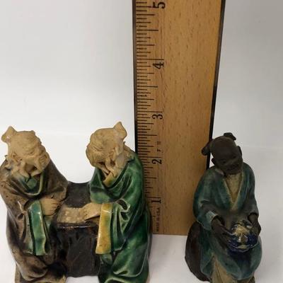 162:  Three Vintage Chinese Mud Men