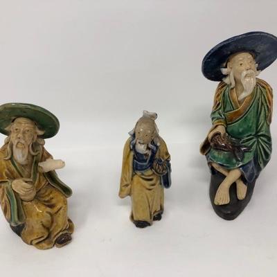 154:  Three Vintage Chinese Mud Men