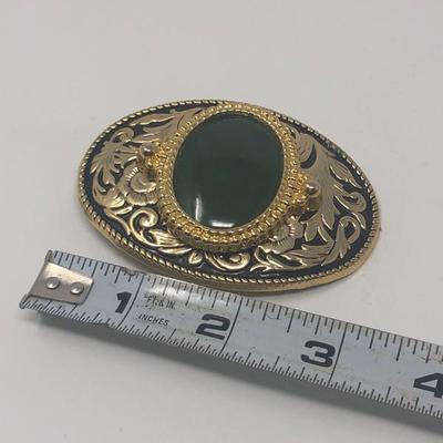 173:  Three Bolo Ties With Stone Inlay and Gold Toned Belt Buckle
