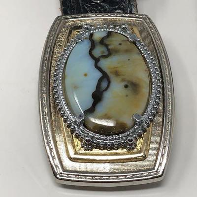 185: Assorted Belts Includes a Hand Made Polished Stone Buckle  