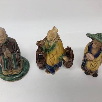 164:  Three Vintage Chinese Mud Men