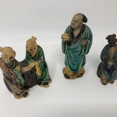 162:  Three Vintage Chinese Mud Men