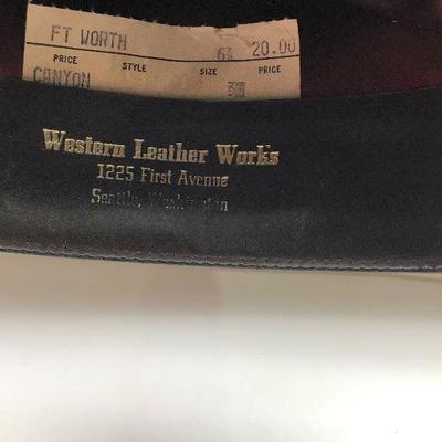 193: Resistol Western Leather Works Hand Creased Hat and Small Leather Belt
