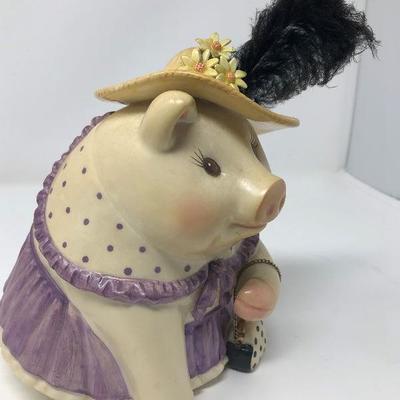 179: Old Ceramic Piggy Bank and Small Glass Piggy
